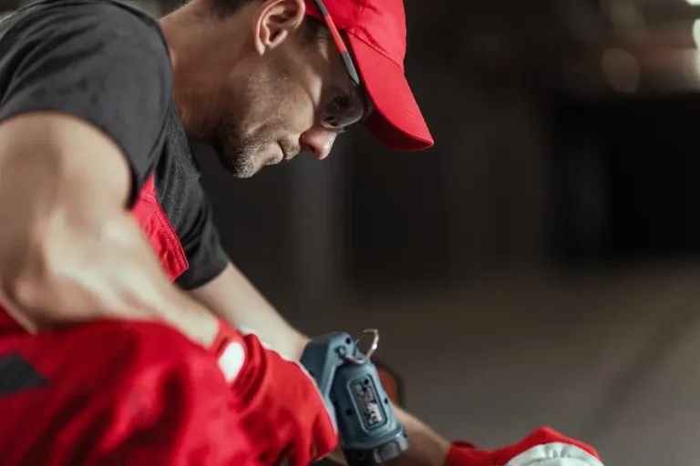 Man inspecting furnace